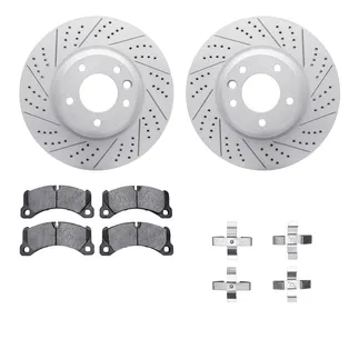 R1 Concepts WBSH1-74098 Brake Rotors - Carbon Coated - D/S W/ Perf Sport Pads & Hdw